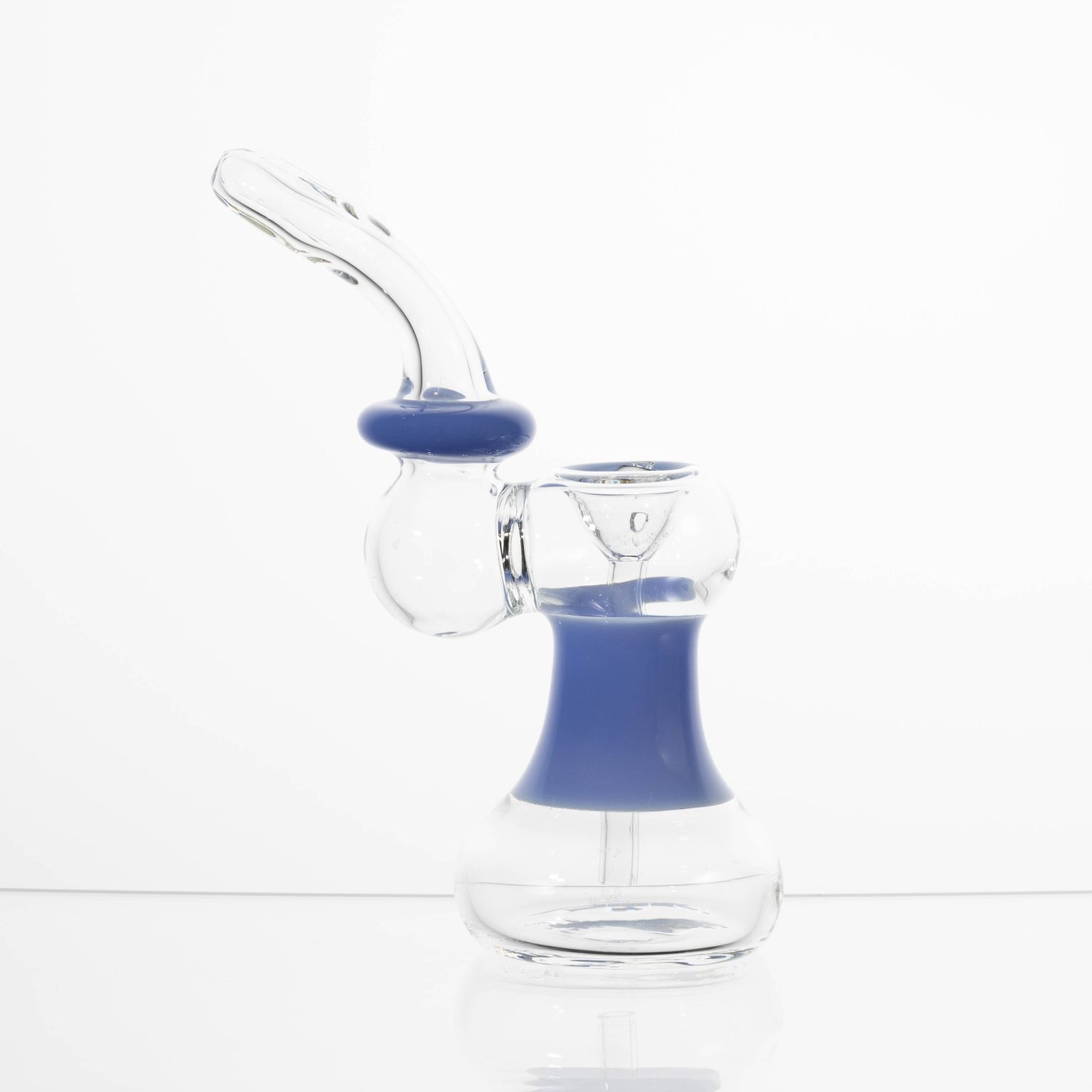 MILKY ON CLEAR LARGE BUBBLER - Hillside Glass